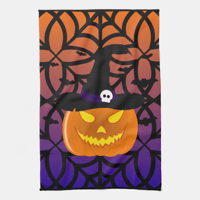 Paño De Cocina Halloween Calabaza Jack o’ Lantern Witch Gorra (Vertical)