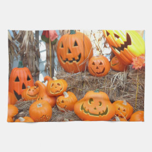 Paño De Cocina Halloween calabazas de calabazas de naranja de lin