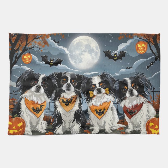 Paño De Cocina Halloween Chin Japonés Tocante (Horizontal)