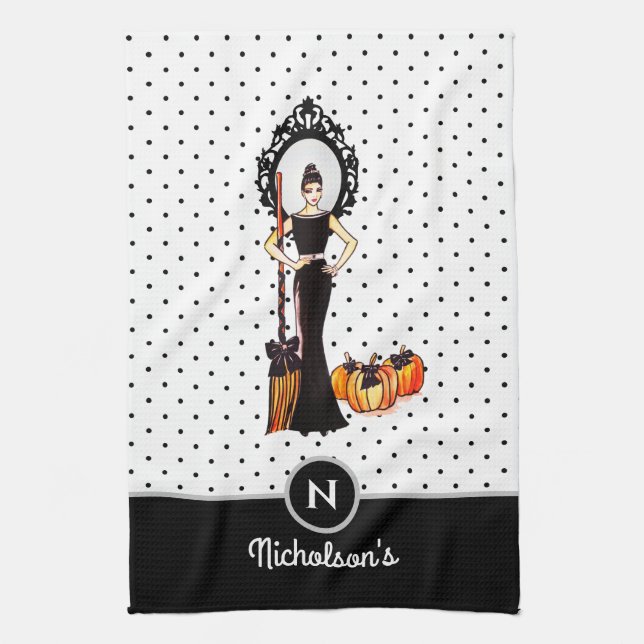 Paño De Cocina Halloween Clásico Elegante Larga Moda de Vestido N (Vertical)