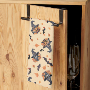 Paño De Cocina Halloween con gatos y calabazas