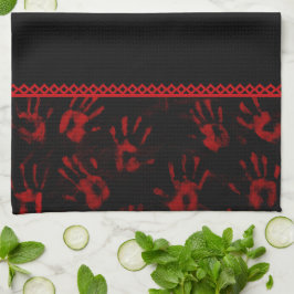 Paño De Cocina Halloween con las manos rojas