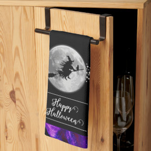 Paño De Cocina Halloween con silueta morada