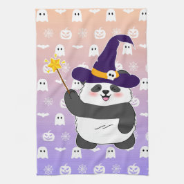 Paño De Cocina Halloween Curte Baby Panda Witch Magic Wand