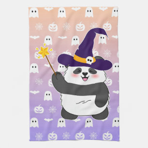 Paño De Cocina Halloween Curte Baby Panda Witch Magic Wand