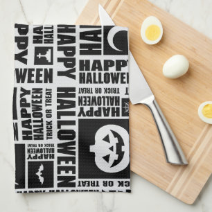 Paño De Cocina Halloween Cute Spooky Whimsical Black Pattern