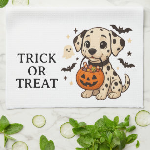 Paño De Cocina Halloween Dalmatian Dog Trick or Treth