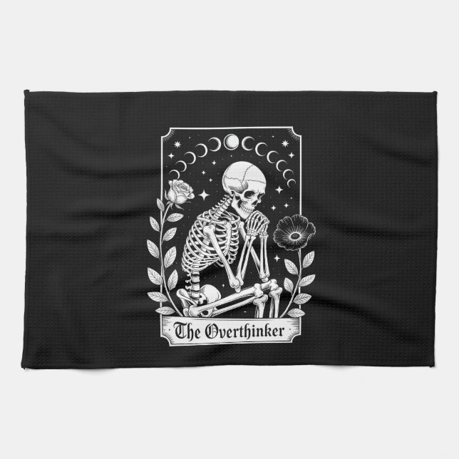 Paño De Cocina Halloween Dark Gothic Skeleton Overthinker (Horizontal)