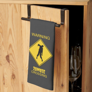 Paño De Cocina Halloween de advertencia zombi