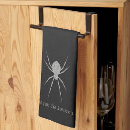 Paño De Cocina Halloween de araña plateada