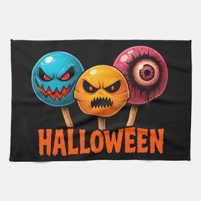 Paño De Cocina Halloween de dulces siniestros (Horizontal)