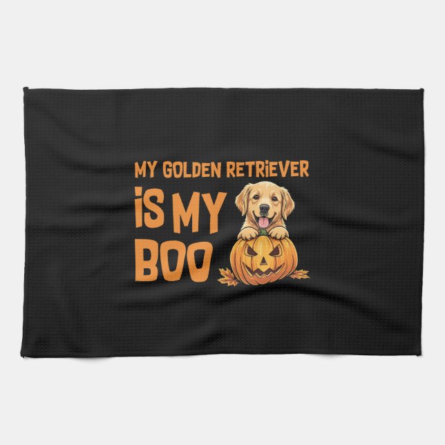 Paño De Cocina Halloween de Golden Retriever (Horizontal)