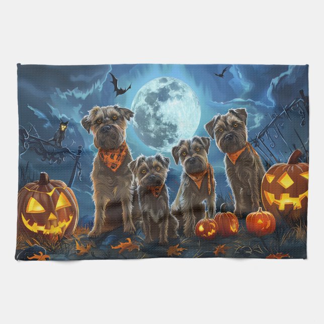Paño De Cocina Halloween de la Bahía de Chesapeake Terrier (Horizontal)