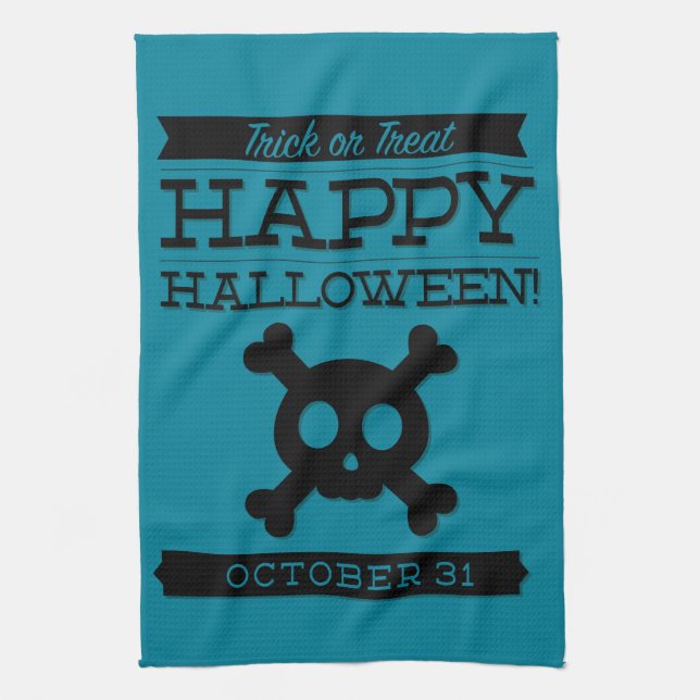 Paño De Cocina Halloween de retro tipográfico (Vertical)
