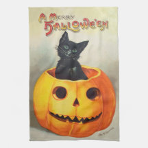Halloween del gato negro y calabaza de la época de