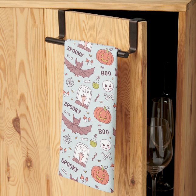 Paño De Cocina Halloween fantasmal (Pliegue de tercios)
