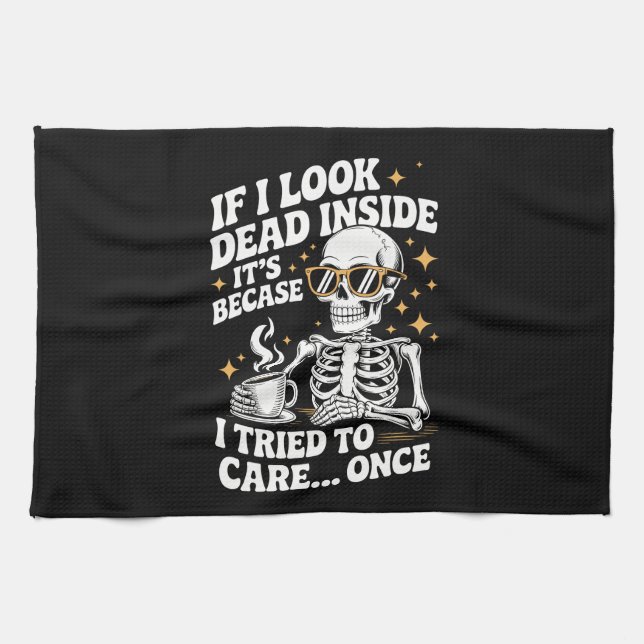 Paño De Cocina Halloween Funny Sarcastic Dead Inside (Horizontal)