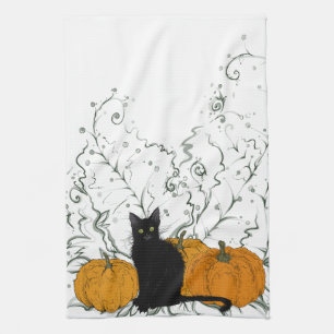 Paño De Cocina Halloween Gato Negro Caprichoso