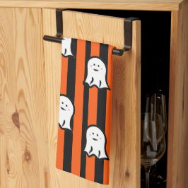 Paño De Cocina Halloween Ghosts and Stripes