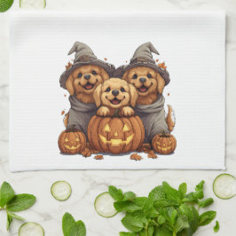 Paño De Cocina Halloween Golden Retriever Perro Jack O Lantern
