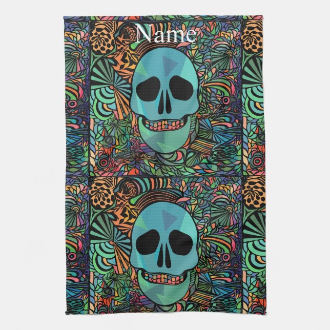 Paño De Cocina Halloween Hippie Skull Thunder_Cove (Vertical)