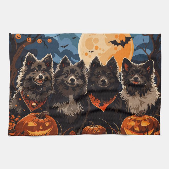 Paño De Cocina Halloween Lapphund finlandés Spooky (Horizontal)