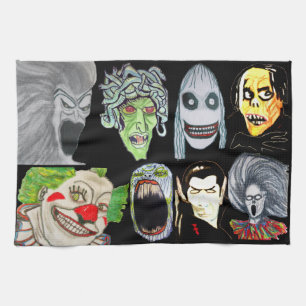 PAÑO DE COCINA HALLOWEEN MONSTER COLLAGE TOWEL