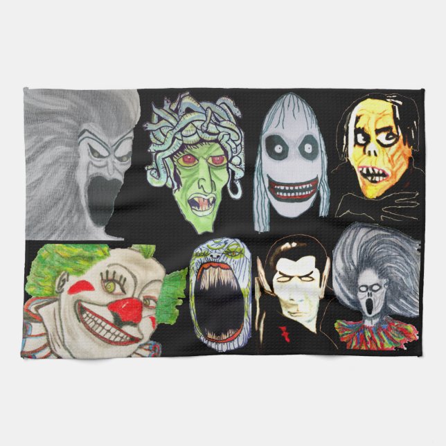 PAÑO DE COCINA HALLOWEEN MONSTER COLLAGE TOWEL (Horizontal)