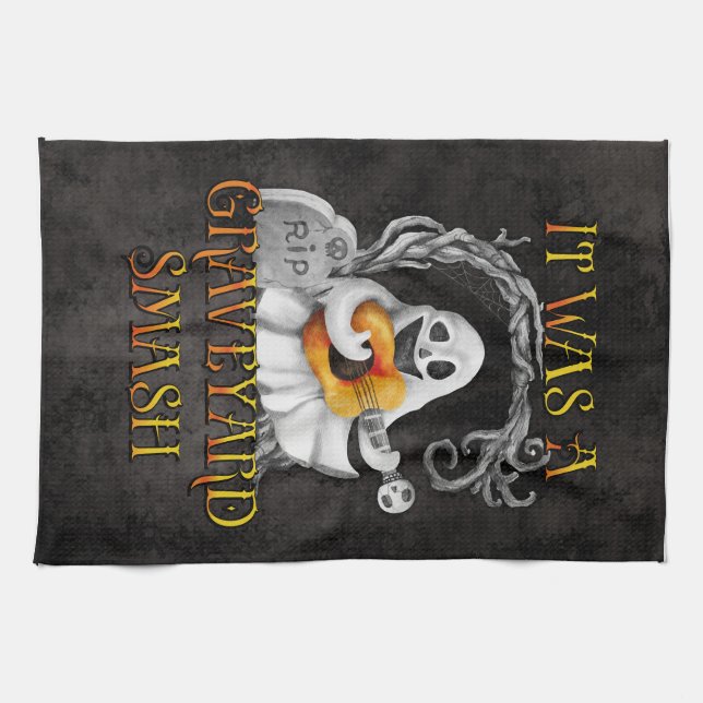 Paño De Cocina Halloween Monster Mash Fantasma Graveyard (Horizontal)