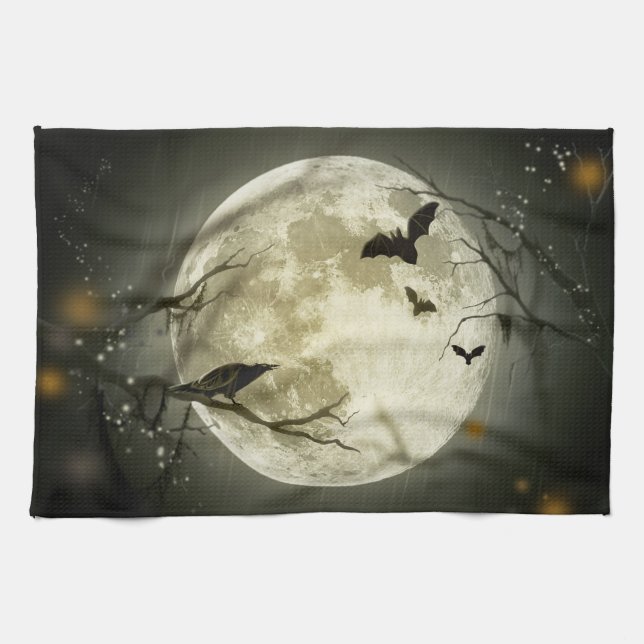Paño De Cocina Halloween Moon Spooky Crows (Horizontal)