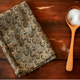 Paño De Cocina Halloween naranja gris marrón elegante