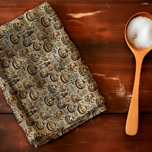 Paño De Cocina Halloween naranja gris marrón elegante (Subido por el creador)
