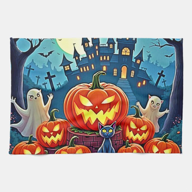 Paño De Cocina Halloween Night: Spooky Fun Art (Horizontal)