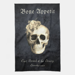 Paño De Cocina Halloween Rosas Blancas de Calavera Gótica Persona