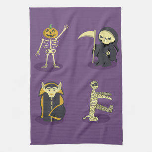 Paño De Cocina Halloween Skeleton Dracula Mummy Grim Reaper