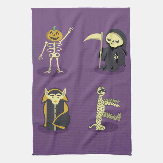 Paño De Cocina Halloween Skeleton Dracula Mummy Grim Reaper (Vertical)