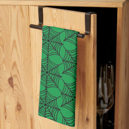 Paño De Cocina Halloween Spider Webs on Green