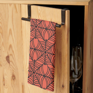 Paño De Cocina Halloween Spider Webs on Orange