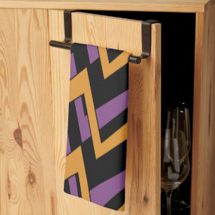 Paño De Cocina Halloween Zig Zags Naranja Púrpura