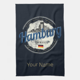 Paño De Cocina Hamburg Skyline Alemania Vintage Holiday Souvenir