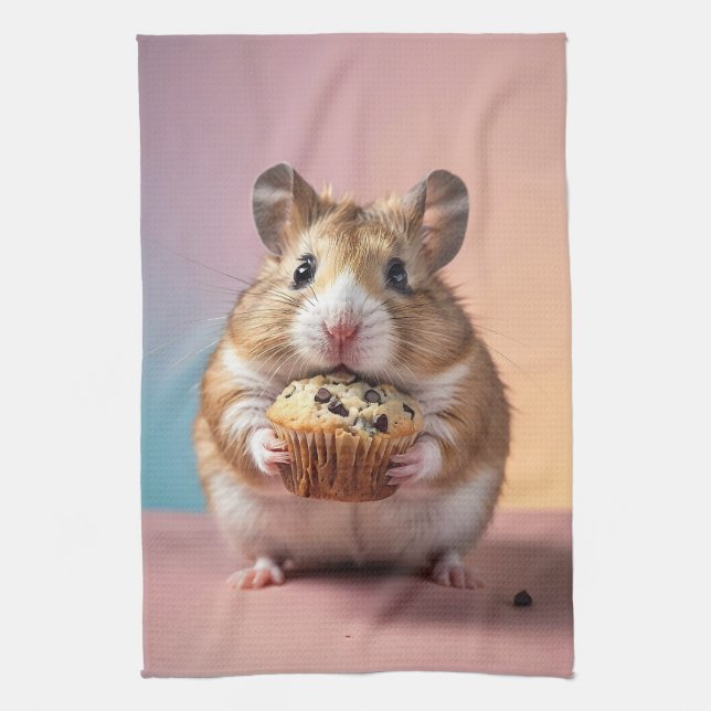 Paño De Cocina Hamster Cudo Con Pastel De Aleta De Chocolate (Vertical)