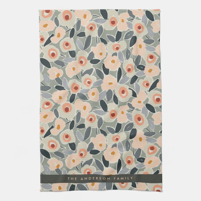Paño De Cocina Hand-Drawn Bold Inky Floral Pattern- Sunlit Meadow (Vertical)