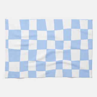 Paño De Cocina Hand Drawn Checkerboard Pattern (sky blue/white)
