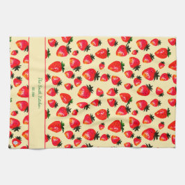 Paño De Cocina Hand-Painted Strawberry Personalized Boho Yellow