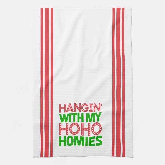Paño De Cocina Hangin con mis hogares Navidades rojos y verdes (Vertical)
