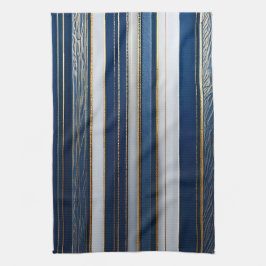 Paño De Cocina Hanukkah Blues Stripes Blue White Gold