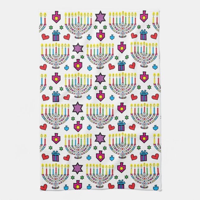 Paño De Cocina Hanukkah Hanukkiah Luminosa y brillante (Vertical)