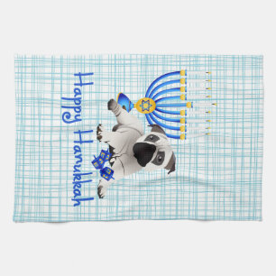 Paño De Cocina Hanukkah Pug con Menorah y Sueños