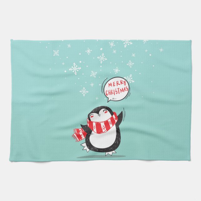 Paño De Cocina Happy Cartoon Penguin (Horizontal)