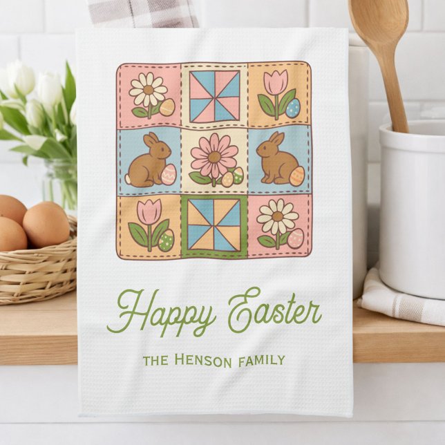 Paño De Cocina Happy Easter Bunny Quilt Pattern Family  (Subido por el creador)